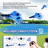 Blue RC Plane for Kids Upgrade F-22 Raptor Fighter RC Airplane Remote Control Airplane Toys 2.4 GHZ Smart 6-axis Gyro Stabilizer RTF RC Jet Aircraft Easy to Fly Outdoor Toy RC Glider for Beginners