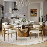 POVISON 59" Round Dining Table Set, Sintered Stone Table with 6 Chairs