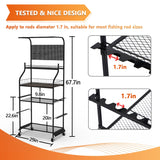 Lezbanz Heavy Duty Fishing Rod Holder, Fishing Organizer for Garage Up to 15 Rods with Hooks and Wheels, 4-Tier Fishing Rod Rack for Large Tackle Box and Reel Organization