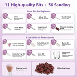 TUOBEO Cordless Nail Drill Electric Nail File Kit, Rechargeable Efile Set, Portable Acrylic Gel Nail Polish Remover Machine, Pedicure Manicure Tool, 11 Bits, 56 Sanding Bands, Salon Home, Purple