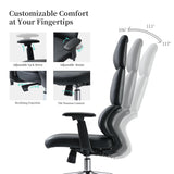 EUREKA ERGONOMIC Remi High Back Office Chair, PU Leather Office Chair with Wheels, Leather Desk Chair, Executive Office Chair Comfy for Home & Office, Black