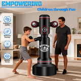 Upgraded Heavy Freestanding Punching Bag for Adults Teens, 70'' Heavy Boxing Bag with Boxing Gloves, Men Women Standing Kickboxing Bag, Kickboxing Bags for Beginners Training MMA Fitness Home Gym