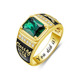 Oseew 2027 Men Graduation Custom Class High School Ring (Yellow Gold)