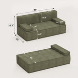 NessCarsti 79" Compact Convertible Sofa Bed, Cloud Loveseat for Apartment