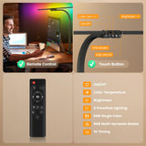 SIBRILLE Upgraded LED Desk Lamp for Home Office with RGB, Rotatable Computer Desk Light with Remote, Tall Table Lamp with Clamp for Working, Dimmable Dual Head Task Lighting for Monitor PC, 22W
