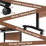 4Pack Folding Conference Room Tables,Modular Mobile Conference Table,Dynamic Joinable Seminar Training Table,Stackable Office Meeting Tables for Classroom Training Center Library(4,Walnut,47.2in)