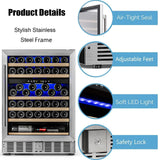 Antarctic Star 24 Inch Wine Fridge, 52 Bottle Wine Cooler Refrigerator. 39-64°F Dual Zone Wine Refrigerator Glass Door