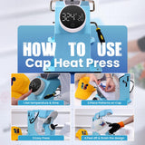 Auto Hat Heat Press Machine for Caps with 3pcs Interchangeable Platens 3-in-1 Automatic Cap Press
