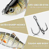 CharmYee Bass Fishing Lure for Freshwater and Saltwater Lifelike Fishing Lures Multi Jointed Swimbait for Bass Trout Crappie Walleye Pike Fishing Gifts for Men-3 Pack