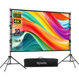 lejiada Giant 180 inch Projector Screen with Stand (Requires 14FT Space), 15FT Massive Outdoor Movie Screen 4K HD Front/Rear Projection, Foldable Anti-Crease Theater Screen with 2 Sandbags & Bag