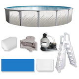 Puri Tech 15' x 52" Lakeview Above Ground Swimming Pool Set with Liner, Filtration System, Skimmer, Ladder, Liner Pad, and Pool Cove for Complete Backyard Swimming Pool Setup