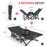 ATORPOK Camping Cot for Adults with Cushion Comfortable, Tent Folding Cot for Sleeping, Lightweight Folding Bed with Carry Bag Supports 450 lbs ATORPOK