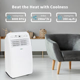 Uhome Portable Air Conditioner, 8000 BTU Compact AC Unit with Cooling, Dehumidifier, Fan, Remote Control and Window Mount Kit Included, White