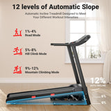 THERUN Incline Treadmill, 0-12% Incline Treadmill for Running and Walking, 300 lbs Weight Capacity, Wide Belt,3.0HP,18" LED Screen, 2 Layers Shock-Absorbing Red