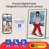 Frameo 10.1" Digital Picture Frame, Smart WiFi Digital Photo Frame with 1280x800 HD IPS Touch Screen 32GB Storage Auto-Rotate Wall Mounted, Share Photos/Videos Remotely(Brown&White)