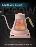 INTASTING Electric Kettle, Gooseneck Electric Kettle, ±1℉ Precise Temperature Control, Stainless Steel Interior, Quick Heating for Pour Over Coffee, Tea & Boiling Water, 0.9L (Pink)