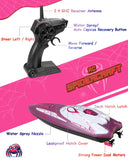 Fullware Spider Hero RC Boat, 2.4GHz Remote Control Boat with LED Lights for Kids, Pool Toy with 2 Rechargeable Batteries, Spray Function, and Low Battery Alarm for Boys & Girls (Spider Girl)