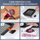 Ourokhome Chopper Vegetable Cutter with Container, Manual Hand Food Onion Dicer with 2 Chopping Blades (2 in 1, White)