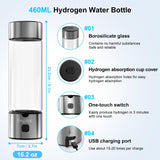 Hydrogen Water Generator Bottles, Hydrogenated Water Bottle with SPE PEM Technology, 460ml(16OZ) Hydrogen Water Bottle Generator for Home, Office, and Travel-Certified H2 Generator-Gift Box