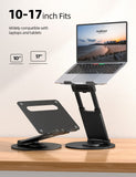 Nulaxy Telescopic 360 Rotating Laptop Stand for Desk Adjustable Height Swivel Pull Out Design Ergonomic Laptop Riser