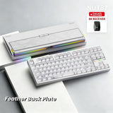 ZMX NUT87 Aluminum Custom Mechanical Keyboard,Hot-Swap Gasket Structure,Triple Mode 2.4G/Bt5.0/Wired,TKL 80% RGB Backlit 10000mAh Mechanical Keyboard for Game&Office,Frost Silver-Feathers