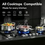 COOKER KING Non Stick Pots and Pans Set, 10pcs Hybrid Stainless Steel Cookware Set, Frying Pans, Saucepans, Saute Pan & Stock Pot, Non Toxic, Oven & Dishwasher Safe, Induction & All Cooktop Compatible