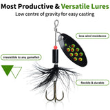 TRUSCEND Well-Made Rooster Tail Fishing Lures with Flash Copper Body and Blade, Two-Way Spinning Spoons System Fishing Spinners for Jigging, Freshwater Crappie Jigs, Blade Bait for Bass Trout Walleye