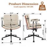 Home Office Desk Chair with Armrests & Wheels, Modern Walnut Swivel Rolling Executive Task Chair