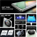 FOSSIBOT S3 Pro Unlocked Phone, 6.67" FHD+ AMOLED Curved Display