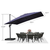 PURPLE LEAF Patio Telescopic Umbrella 11.5' x 11.5' Up Down Lifting Navy