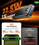 Portable Charger Power Bank, 60000mAh Battery Pack with 3 in 1 USB-C/iOS/Micro-USB Cable, 22.5W Fast Charging Portable Phone Charger, Travel Camping Essential Powerbank for iPhone 17/16 Samsung,Ebony