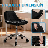 Rolling Stool Chair with Wheels, Height Adjustable Stool with Back Support, Office Drafting Chair with PU Leather Cushion