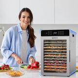 Food Dehydrator Machine for Jerky 11ft², 12 Trays 1000W Stainless Steel Dehydrator with 24H Timer 195℉ Temperature Control, Food Dryer Dehydrated for Meat, Fruits, Veggies, Dog Treats