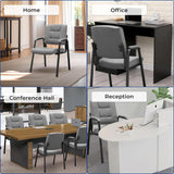 Naomi Home Faux Leather Guest Reception Chair with Armrests - Gray