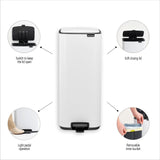 Brabantia Bo Step-On 8 Gallon Square Trash Can | Soft Beige | Light-Pedal, Soft-Close Kitchen Trash Can, Removable Inner Bucket, Non-Slip Base | Sample Trash Bags Included