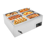 Commercial Food Warmer 6-Pan, 110V 850W Buffet Electric Steam Table with Lid Electric Countertop Food Warmer Steam Table for Parties Catering Restaurants Each Pan 1.84Gal