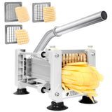 FSUON French Fry Cutter for Potatoes, Stainless Steel Potato Cutter for Fries with 1/2", 3/8", 1/4" Replaceable Blades, Glove, and Brush