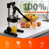 PYJJZU Manual Fruit Juicer Hand Press - Effortless Cast Iron Citrus Squeezer for Home - 304 Stainless Steel, Dishwasher Safe - Extract Fresh Juice from Pomegranate, Orange, Lemon - Non-Slip Base