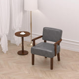 FAGAGA Faux Leather Accent Chair, Mid-Century Armchair with Wood Frame