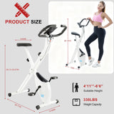 BARWING Folding Exercise Bike Stationary Bikes for Home，3 in 1Exercise Bikes for Seniors, Indoor Workout Bike Cycling Bike with 16-Level Adjustable Resistance,330LB Capacity(White)