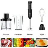 Cordless Hand Blender, UTALENT Variable Speed Immersion Blender Rechargeable, with 500ml Chopper, 600ml container, Egg Whisk, for Smoothies, Baby Food and Soups – Black