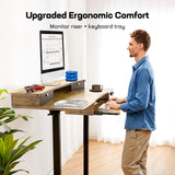 55" x 26" Electric Standing Desk with 2 Drawers & 26.7" Large Keyboard Tray, C-Clamp Mount Compatible