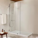 Bathroom Shower Door 20.5" W x 78.75" H, Frameless Fixed 3/8" (10mm) Thick Clear Tempered Glass Door Panel, Matte Black Clamp Hardware