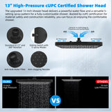 Hibbent cUPC Certified High Pressure 13'' Dual Shower Head Combo with 10-mode Handheld Spray, Rainfall 5-spray Shower Head, 12'' Adjustable Extension Arm, 71'' Hose, Shower Holder, Oil Rubbed Bronze