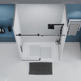 DELAVIN Frameless Shower Door, 56-60" W x 75" H Glass Shower Doors, 5/16"(8mm) Thick SGCC Certified Clear Tempered Glass with Explosion-Proof Film, Easy to Clean, Stainless Steel Guide Rail, Black