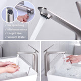 TOCALOCA Tall Vessel Sink Faucet, Premium Brass Mixer Tap Brushed Nickel Single Handle Vanity Faucet 1 Hole, Modern Commercial Anti-Fingerprints