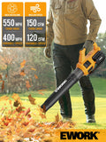 EWORK Cordless Leaf Blower 21V Electric Leaf Blower with (2) 3.0Ah Batteries and Fast Charger, Variable Speed