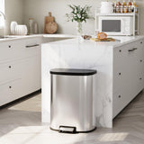 Garvee Stainless Steel Trash Can, 50 L/13 gal Hands Free Garbage Can with Soft Close Lid and Foot Pedal, Metal Kitchen Waste Bin, Silver