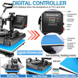 5 in 1 Heat Press Machine for t Shirts Professional Swing Away Heat Press Digital Combo 12" x 15" 360-degree AKEYDIY