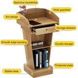 Wooden Curved Lectern, Floor Standing Podium,White,+Drawer